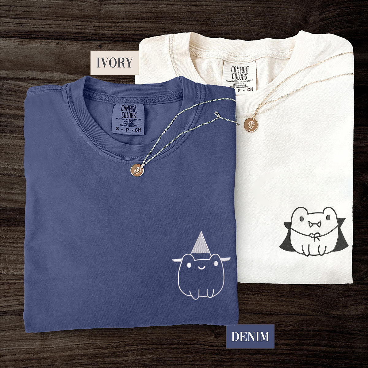 T-shirts assortis d'Halloween personnalisés avec grenouille brodée pour couples