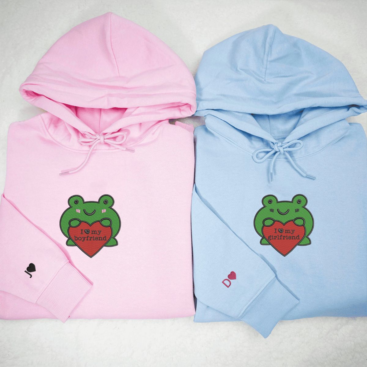 Individuell bestickte Frosch-Kapuzenpullover für Paare