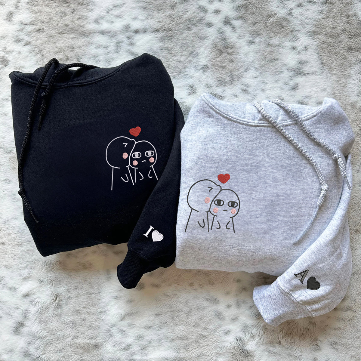 Individuell bestickte lustige passende Hoodies für Paare