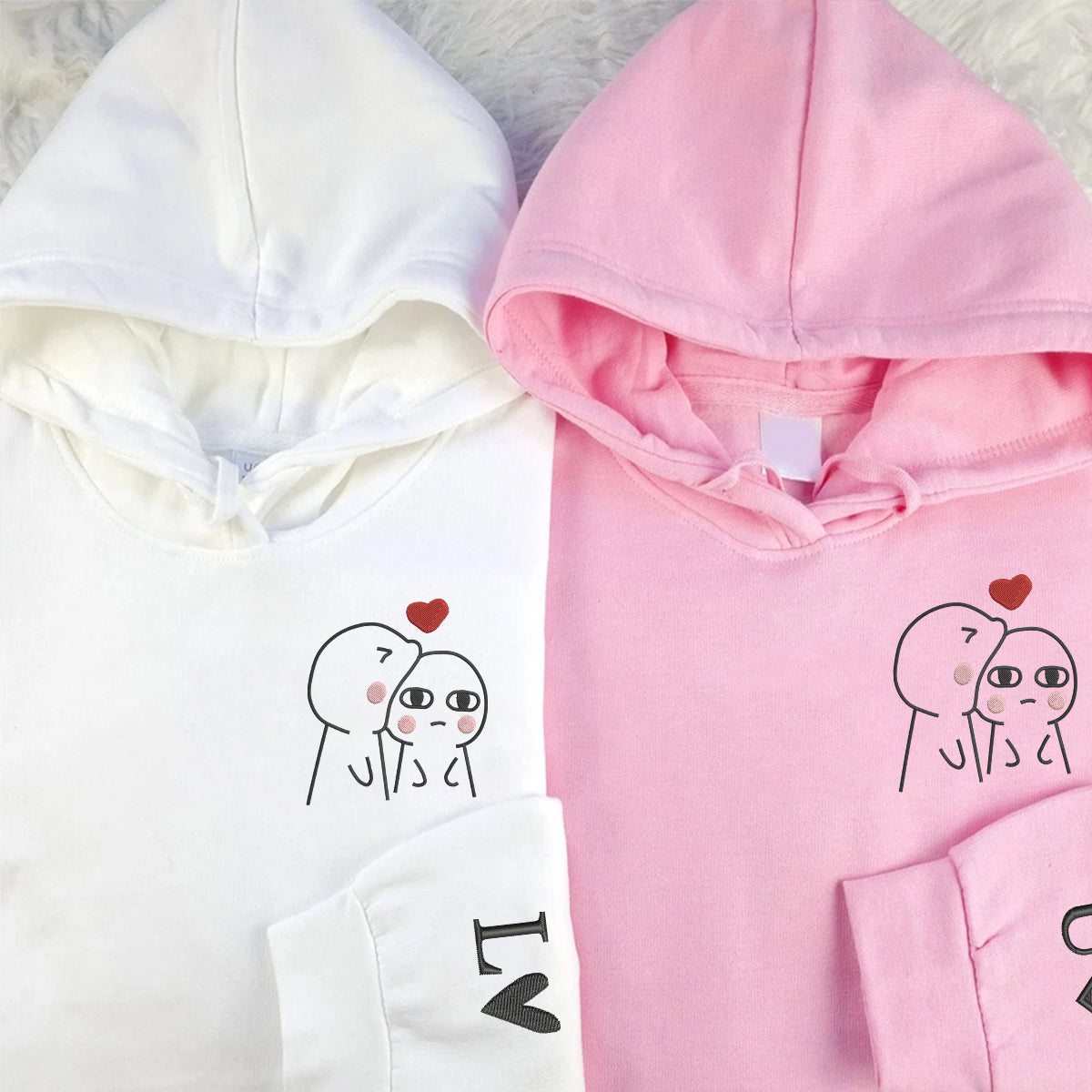 Individuell bestickte lustige passende Hoodies für Paare