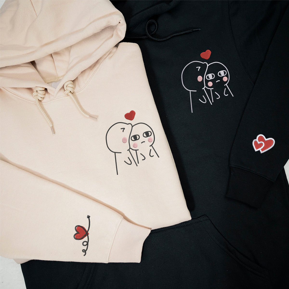 Custom Embroidered Funny Love Matching Hoodies for Couples