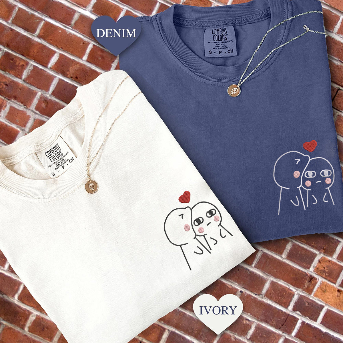 T-shirts assortis brodés personnalisés Roi et Reine des Grenouilles pour couples