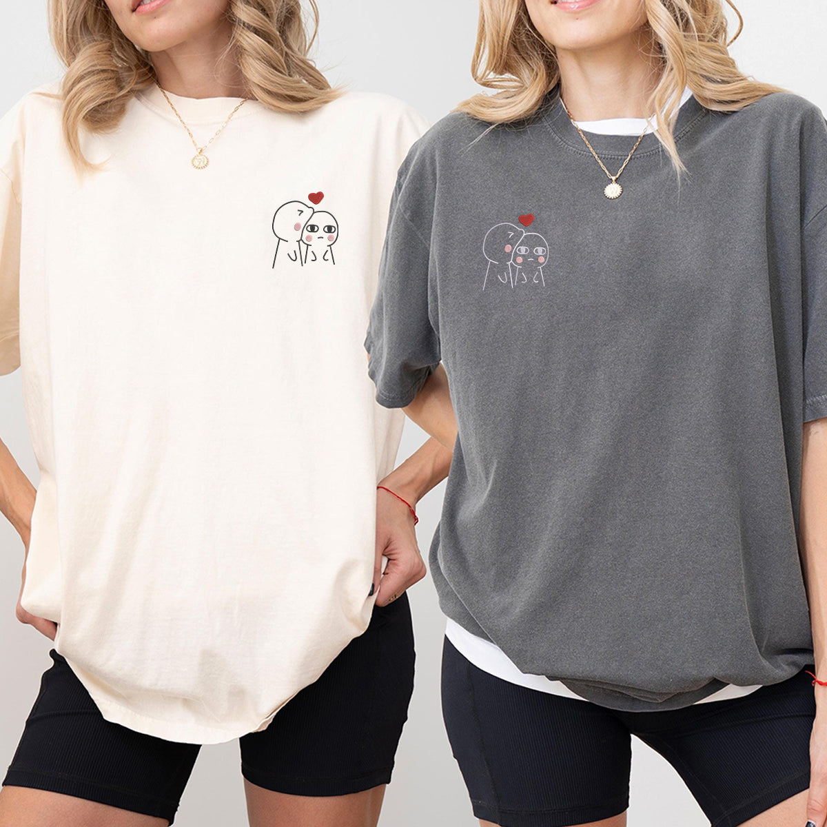 T-shirts assortis brodés personnalisés Roi et Reine des Grenouilles pour couples