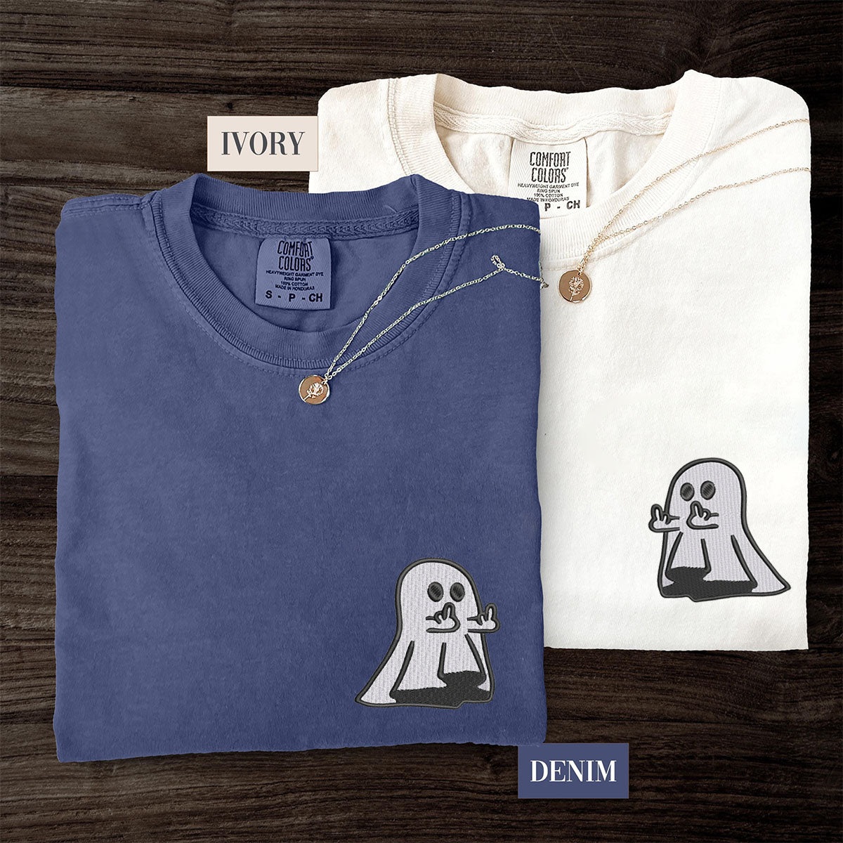 Custom Embroidered Ghost Cute Hands Matching T-shirts for Couples