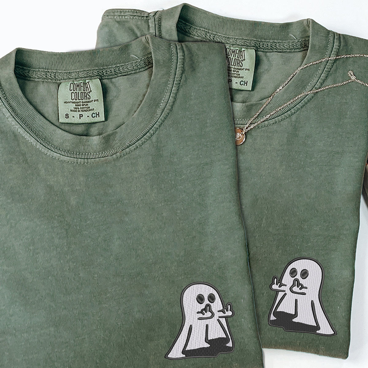 Custom Embroidered Ghost Cute Hands Matching T-shirts for Couples