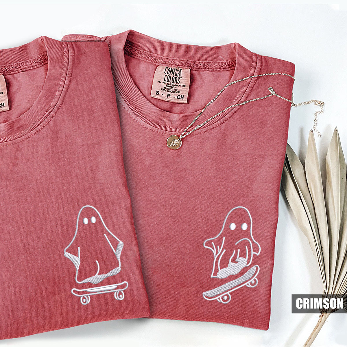 Custom Embroidered Ghost Skater Matching T-shirts for Couples