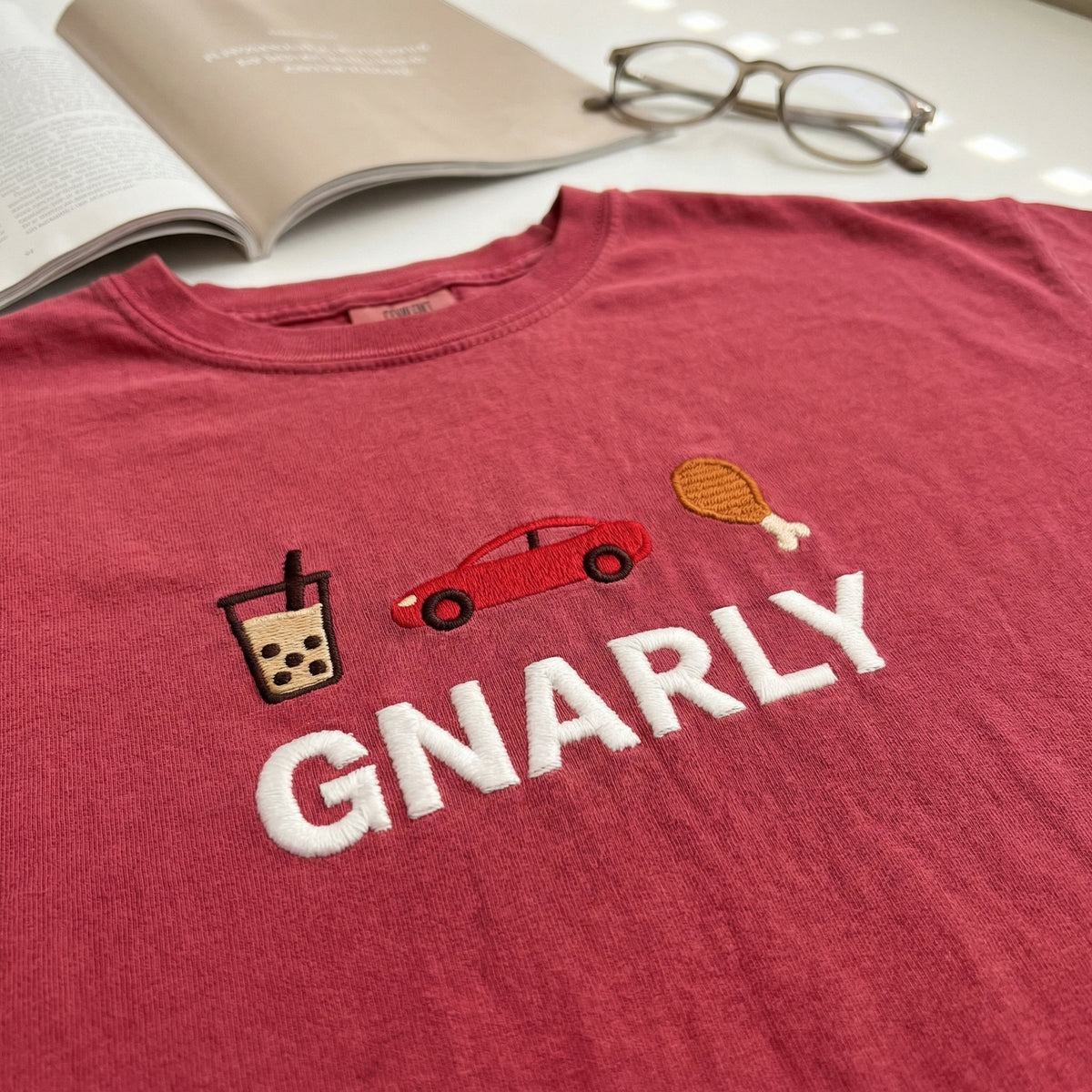 Custom Embroidered Gnarly T-Shirt - Trendy Street Style Graphic Tee