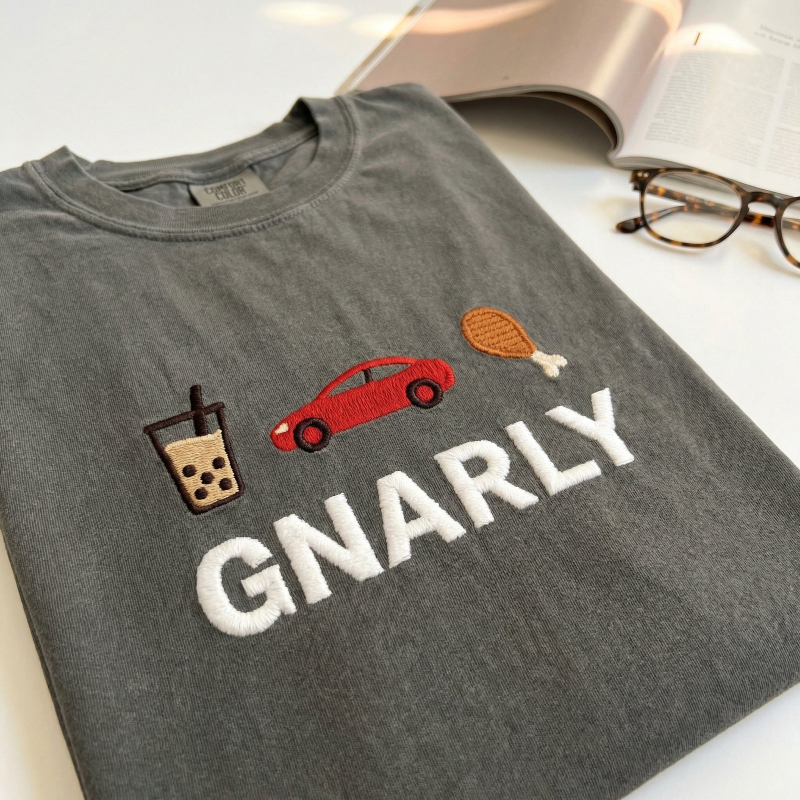 Custom Embroidered Gnarly T-Shirt - Trendy Street Style Graphic Tee