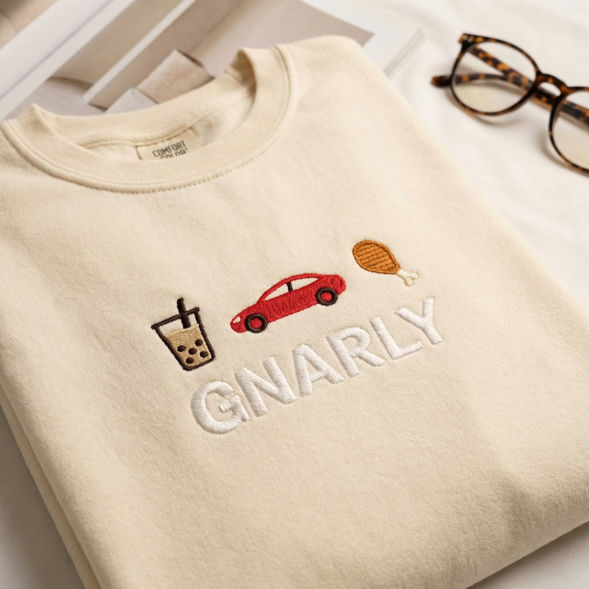 Custom Embroidered Gnarly T-Shirt - Trendy Street Style Graphic Tee