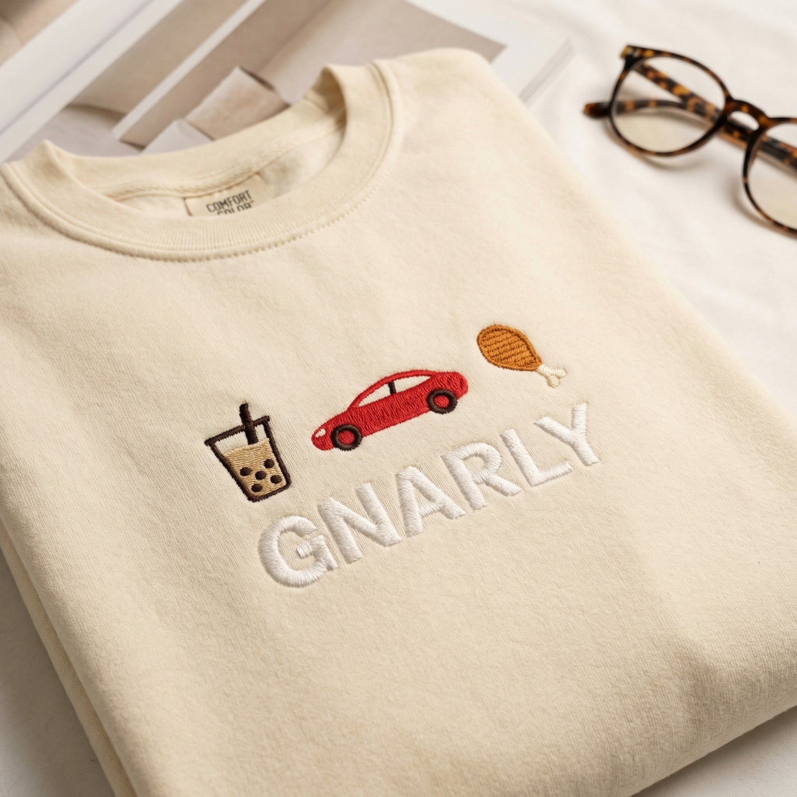 Custom Embroidered Gnarly T-Shirt - Trendy Street Style Graphic Tee