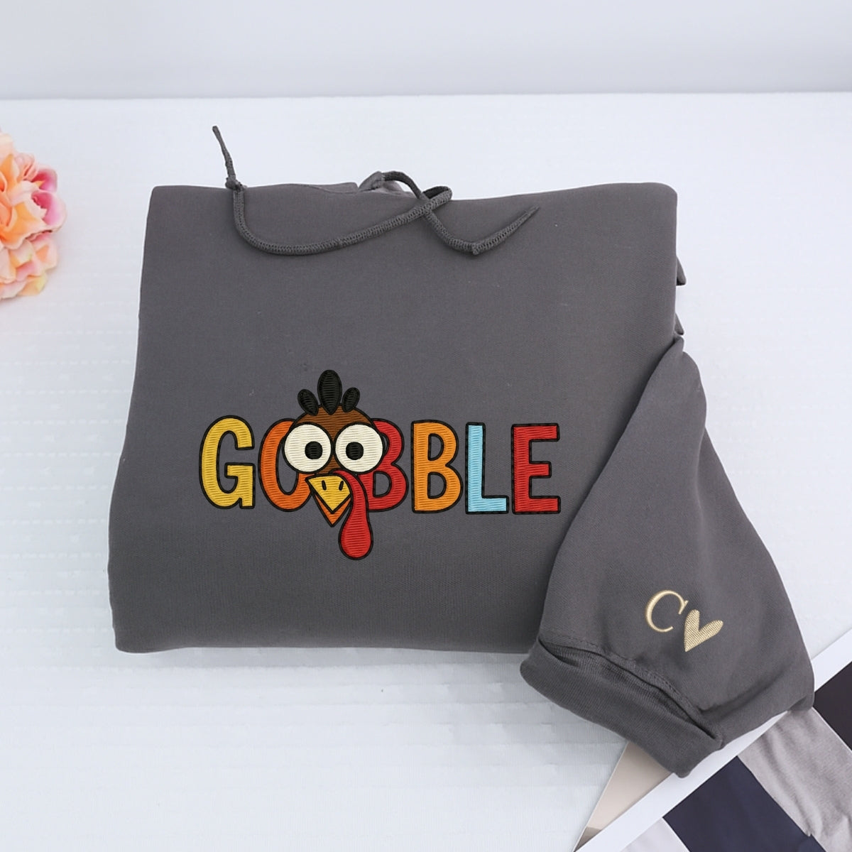 Individuell bestickte Engel- und Dämonenkatze-Kapuzenpullover für Paare