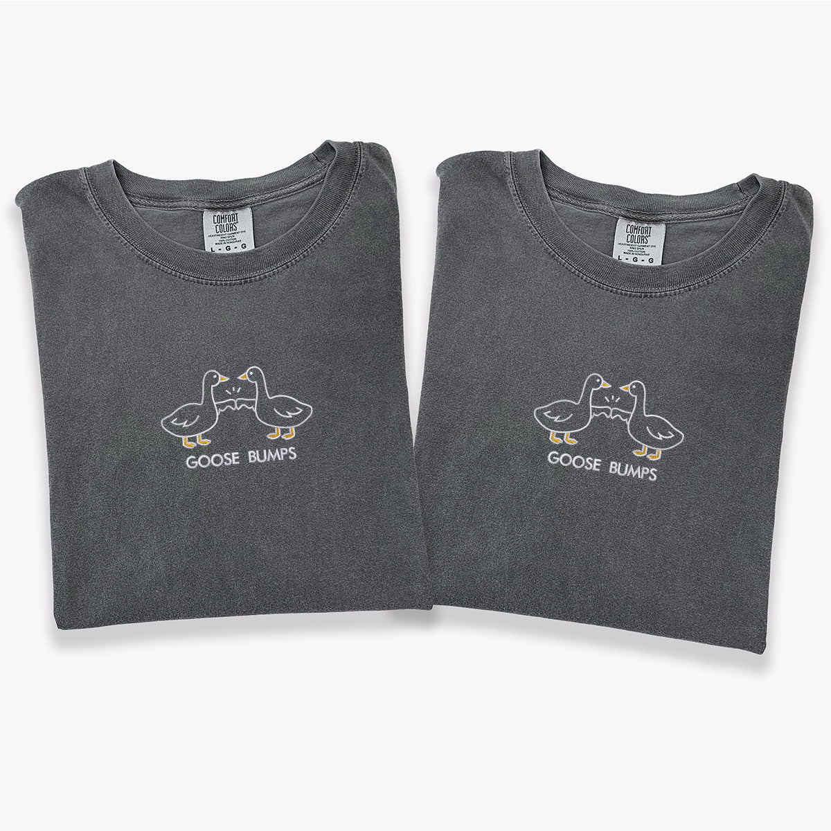 Custom Embroidered Goose Bumps Matching T-shirts for Couples