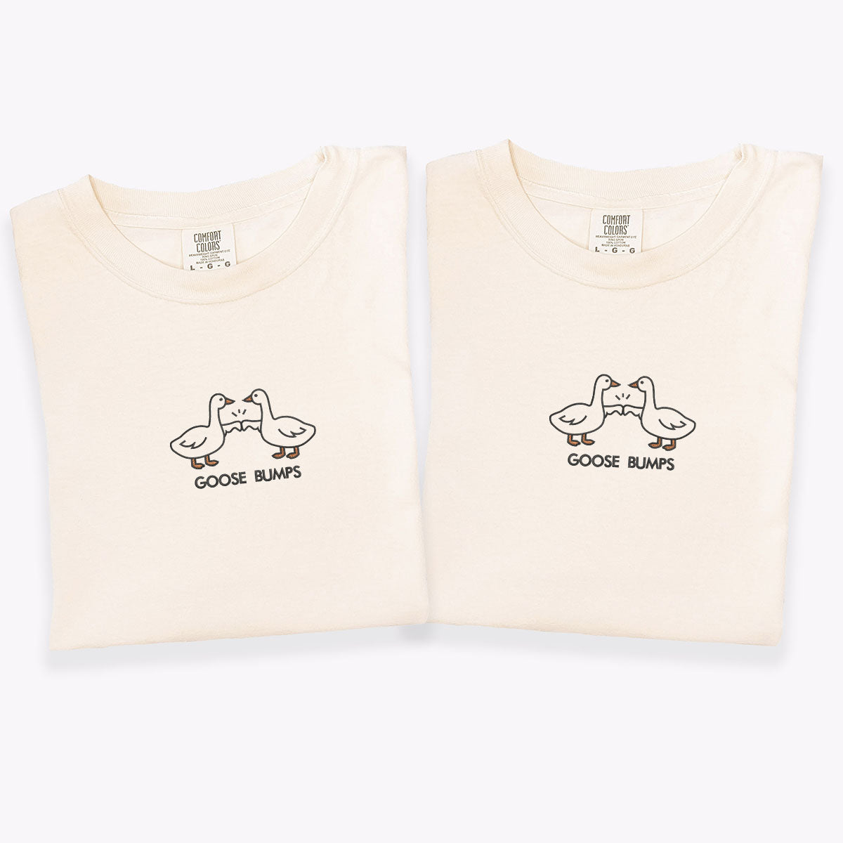 Custom Embroidered Goose Bumps Matching T-shirts for Couples