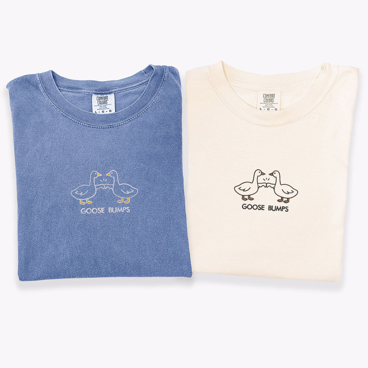 Custom Embroidered Goose Bumps Matching T-shirts for Couples