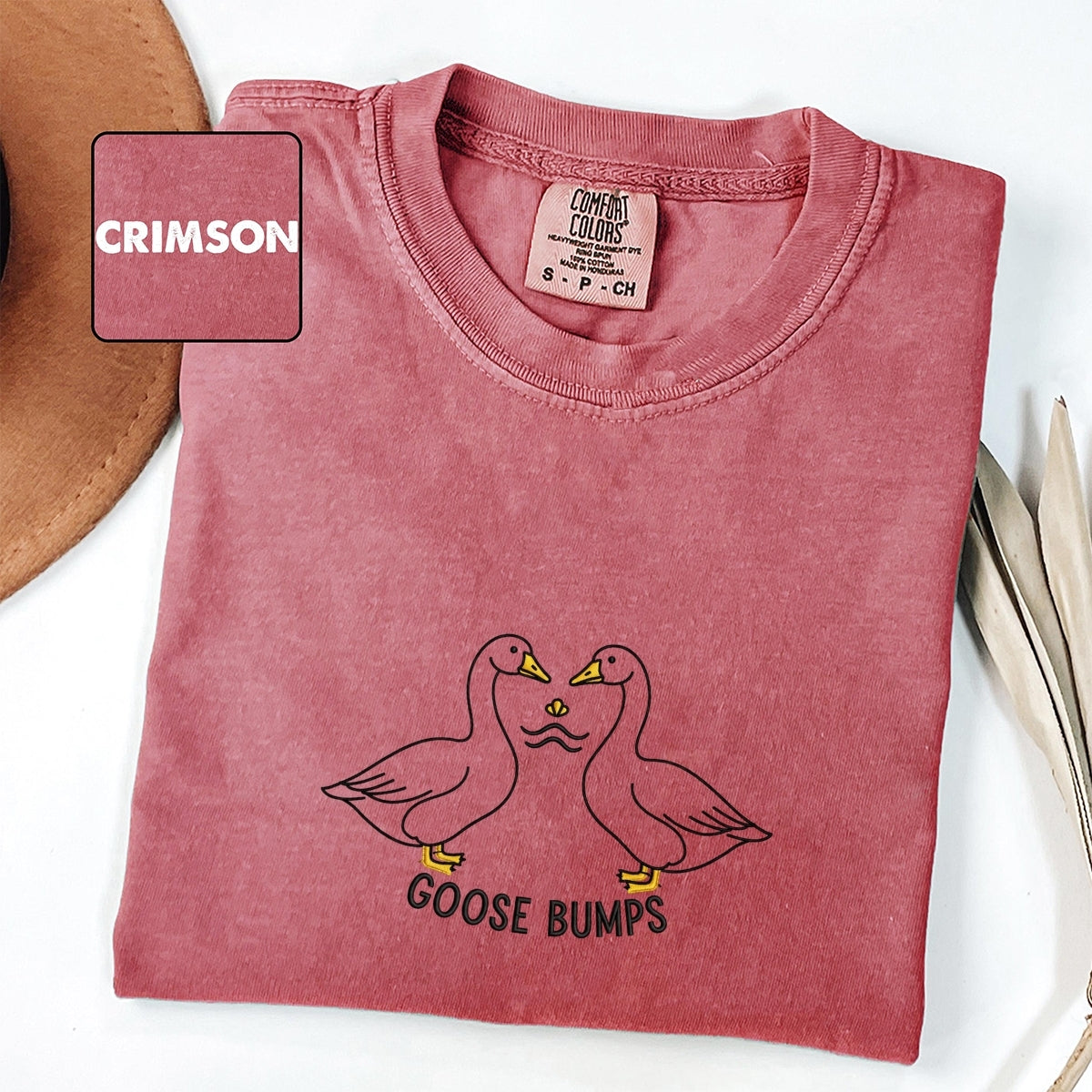 Custom Embroidered Goose Bumps T-Shirt | Funny Silly Goose Meme Tee – Cute Animal Embroidered Shirt Gift