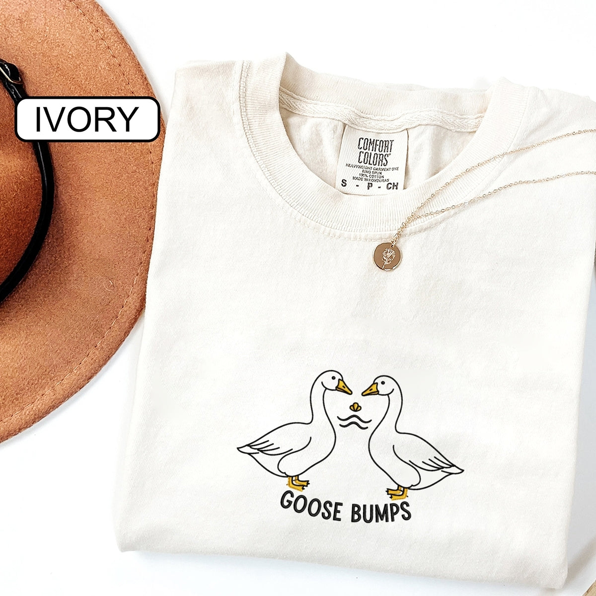 Custom Embroidered Goose Bumps T-Shirt | Funny Silly Goose Meme Tee – Cute Animal Embroidered Shirt Gift