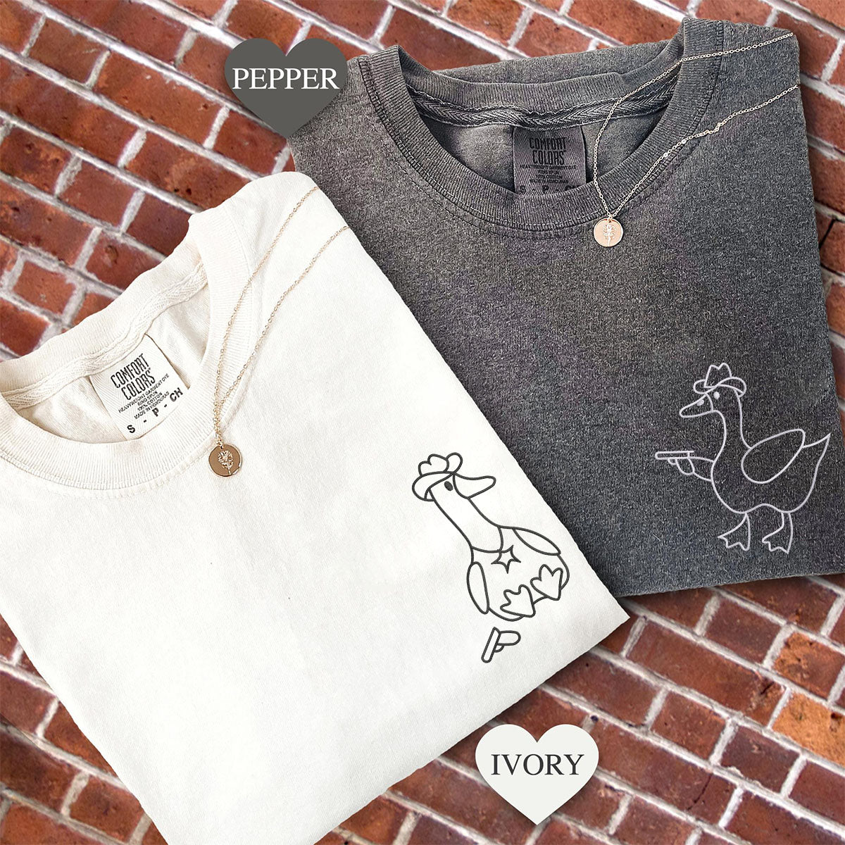 Custom Embroidered Goose Sherrifs Matching T-shirts for Couples