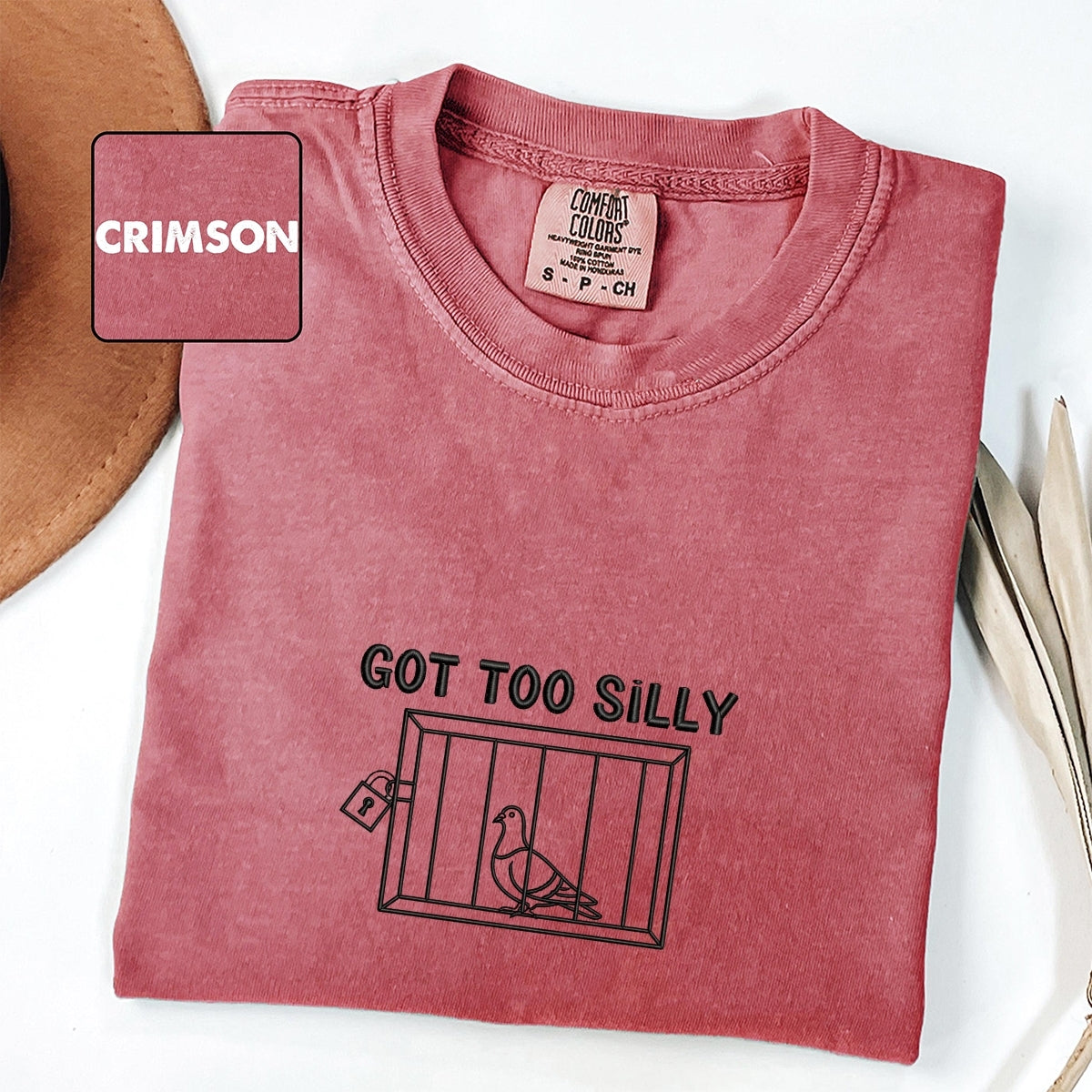 Custom Embroidered Got Too Silly T-Shirt | Funny Silly Bird Meme Tee – Cute Animal Shirt Gift