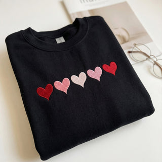 Custom Embroidered Heart Sweatshirt - Valentine’s Day Hoodie, Gift for Her