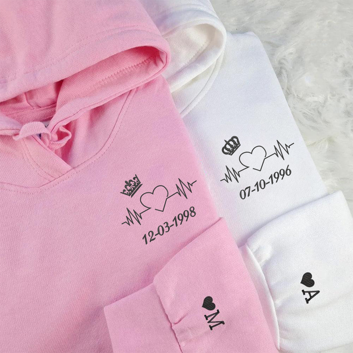 Sweats à capuche assortis brodés personnalisés avec ange et chat démon pour couples
