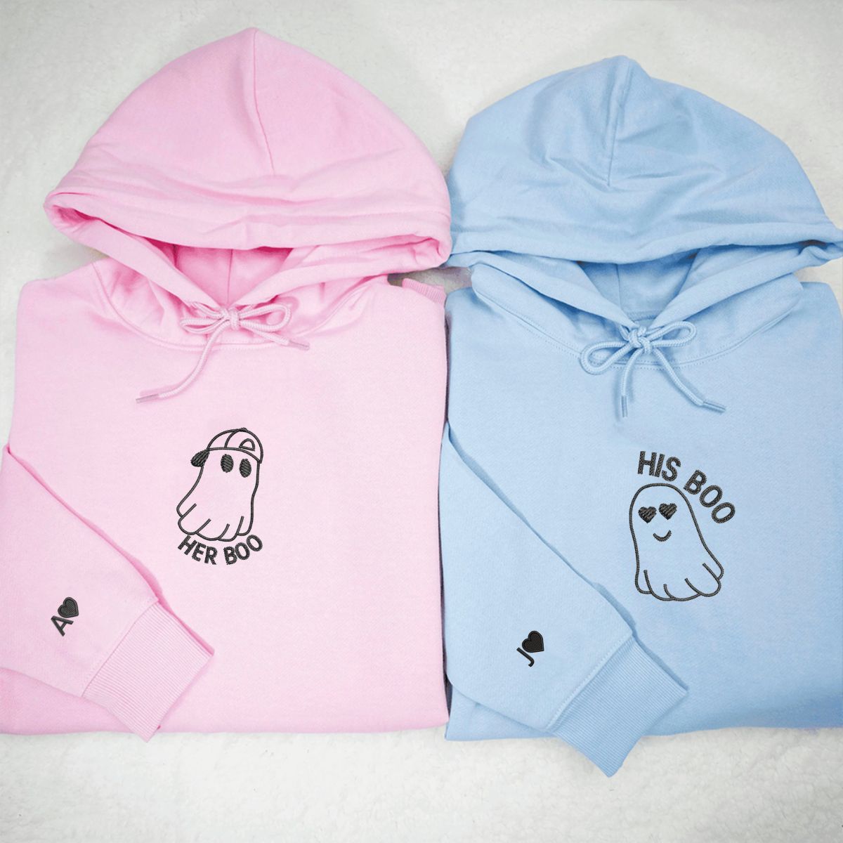 Individuell bestickte His Boo Her Boo Passende Hoodies für Paare