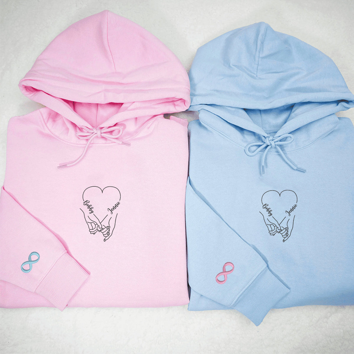 Custom Embroidered Hold My Hand Matching Hoodies for Couples