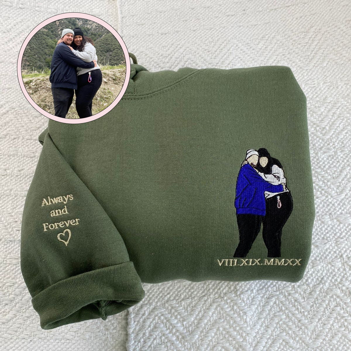 Individuell bestickter Hoodie mit Bild, halten Sie Ihren Moment fest