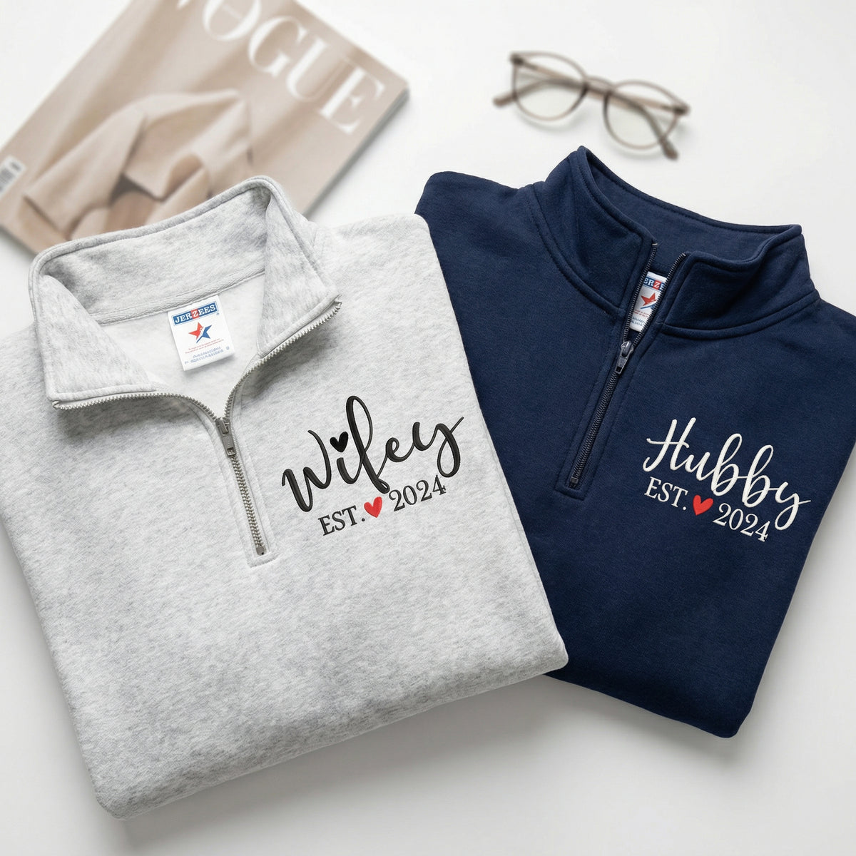 Sweats à capuche brodés personnalisés assortis pour couples