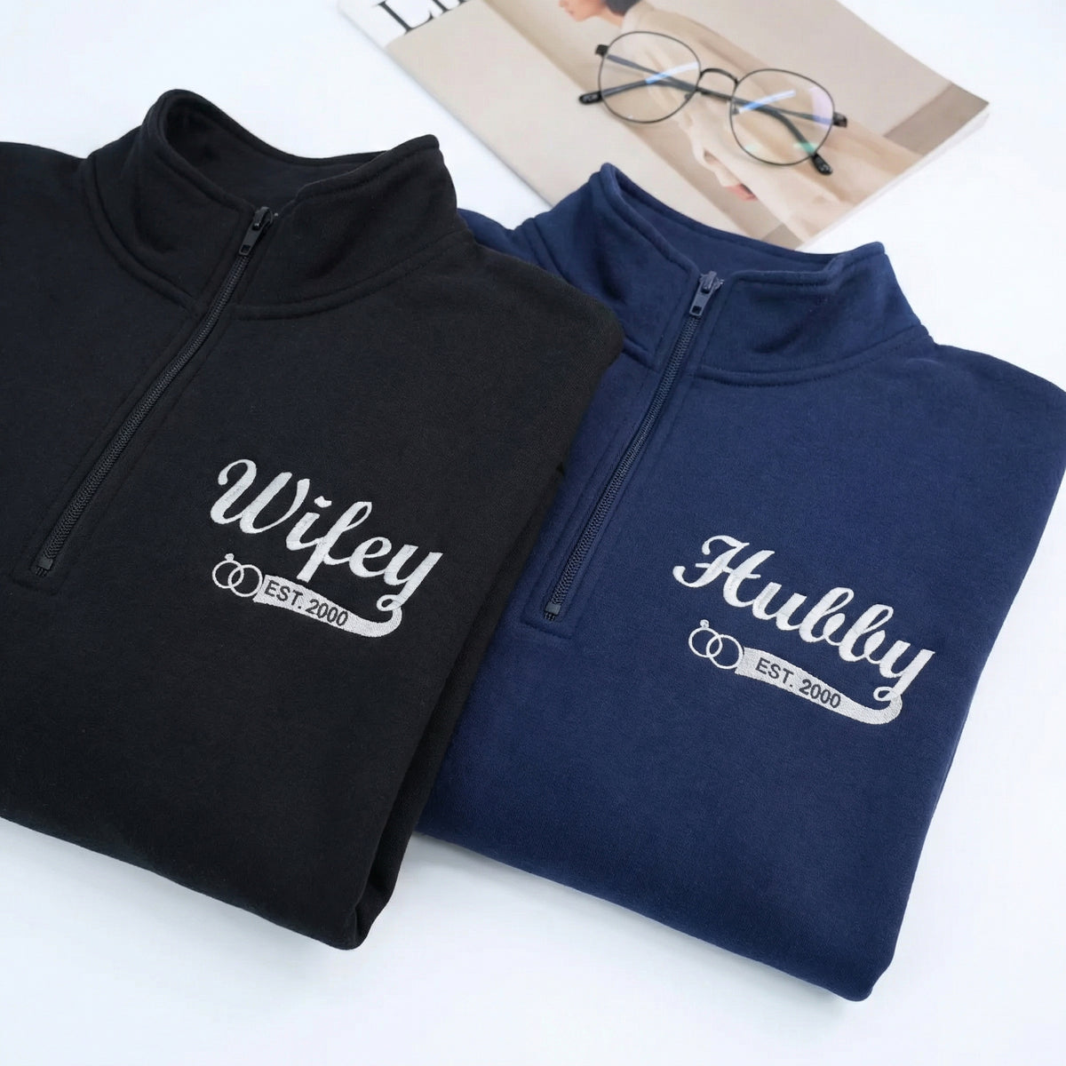 Sweats à capuche brodés personnalisés assortis pour couples