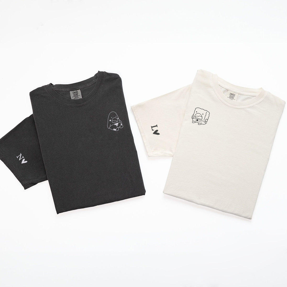 T-shirts assortis brodés personnalisés Roi et Reine des Grenouilles pour couples
