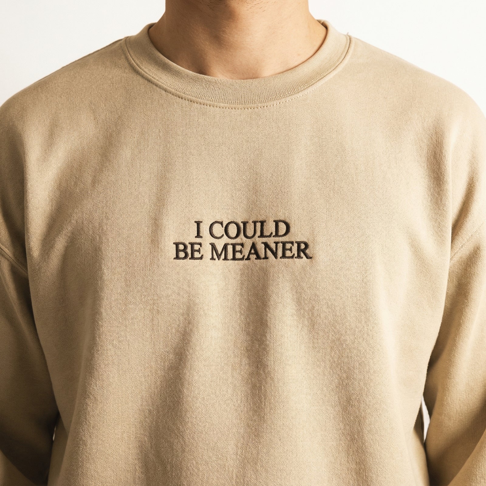 Custom Embroidered I Could Be Meaner Hoodie - Funny Cozy Crewneck