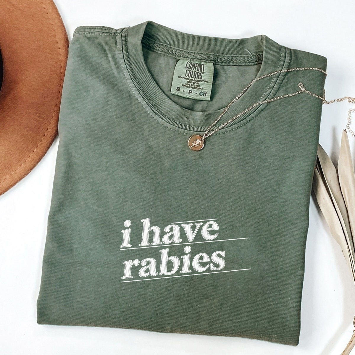 Custom Embroidered I Have Rabies T-Shirt | Funny Feral Girl Meme Tee – Sarcasm Gift