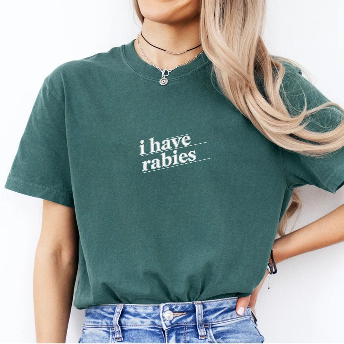 Custom Embroidered I Have Rabies T-Shirt | Funny Feral Girl Meme Tee – Sarcasm Gift