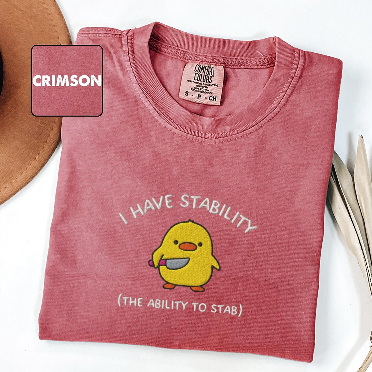 Custom Embroidered I Have Stability T-Shirt – Funny Duck Embroidered Tee