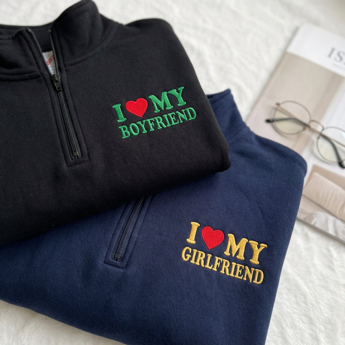 Sweats à capuche brodés personnalisés assortis pour couples