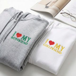 Sweats à capuche brodés personnalisés assortis pour couples
