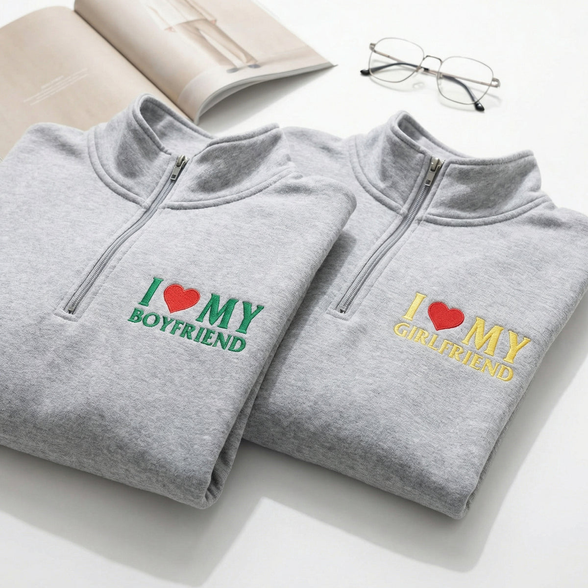 Sweats à capuche brodés personnalisés assortis pour couples
