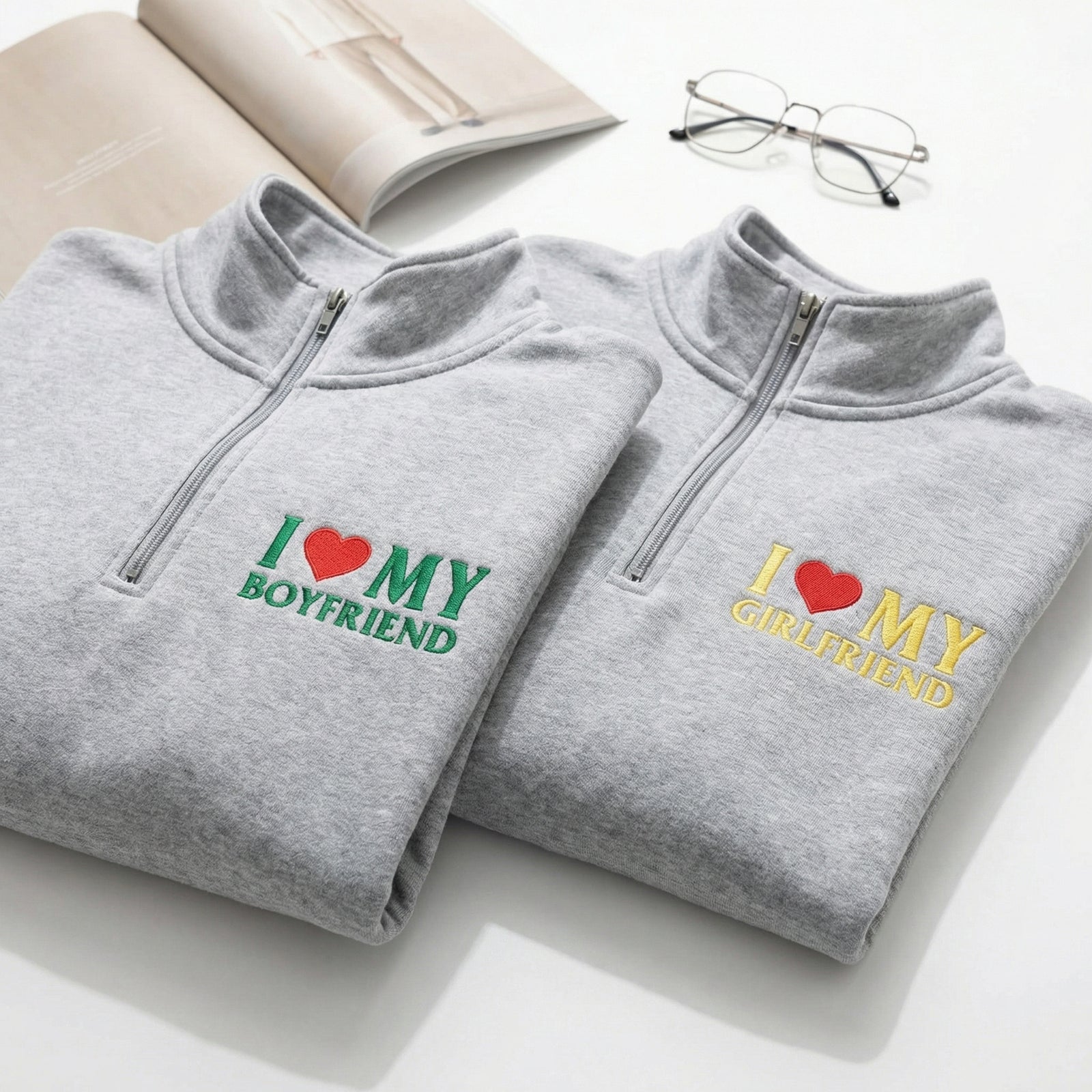 Sweats à capuche brodés personnalisés assortis pour couples