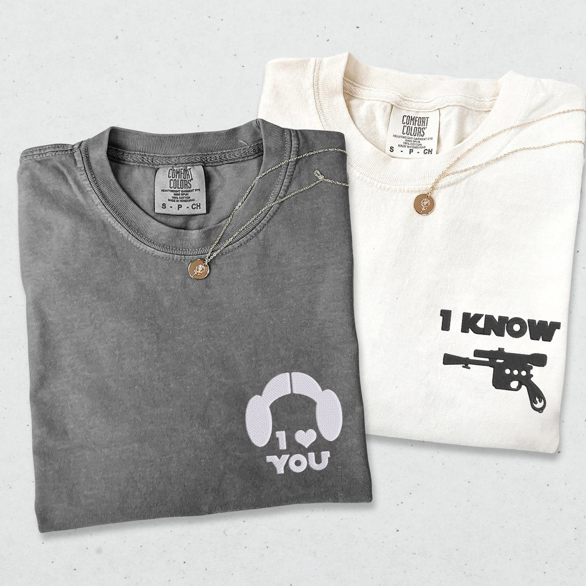 T-shirts assortis personnalisés brodés « Je t'aime, je sais » pour couples