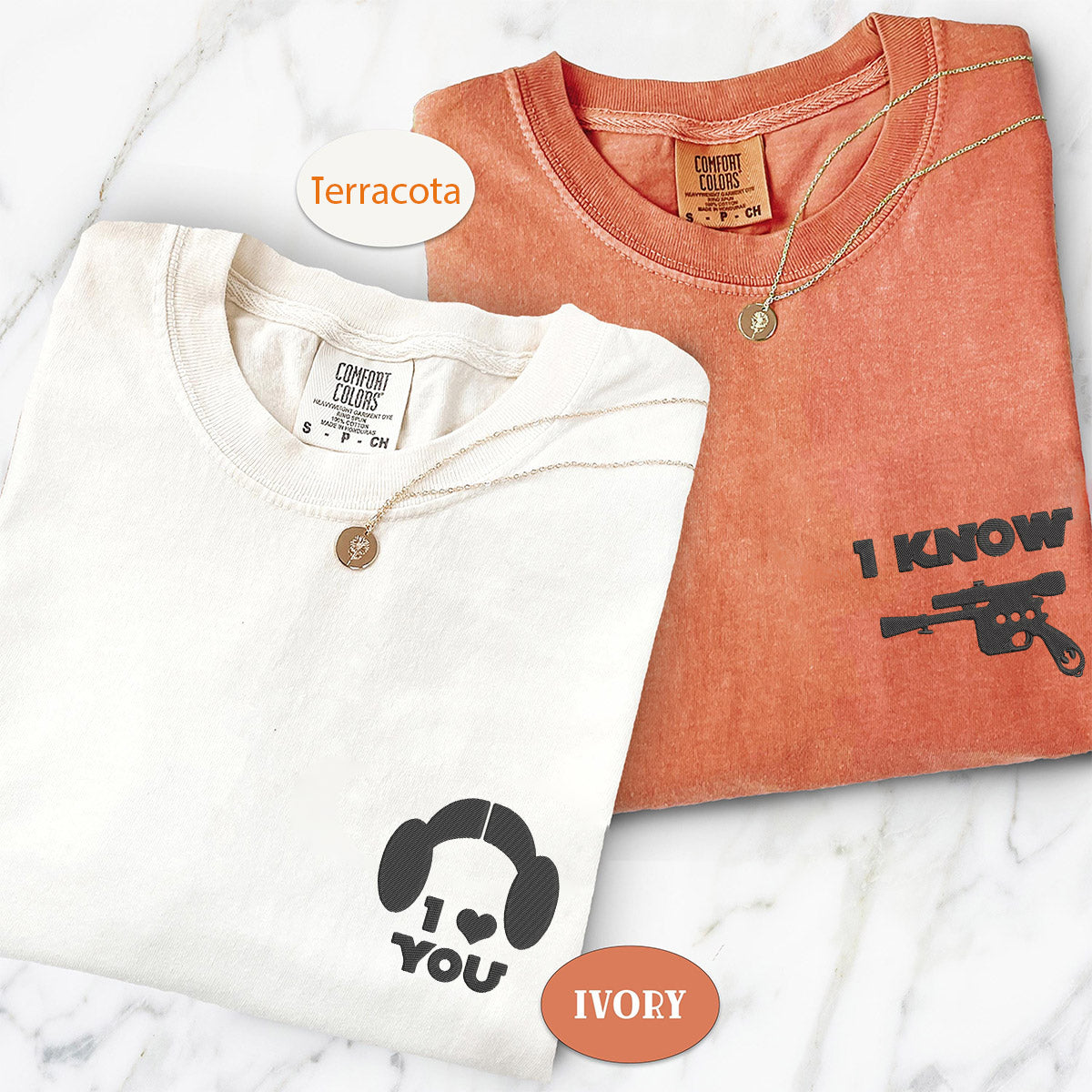 T-shirts assortis personnalisés brodés « Je t'aime, je sais » pour couples