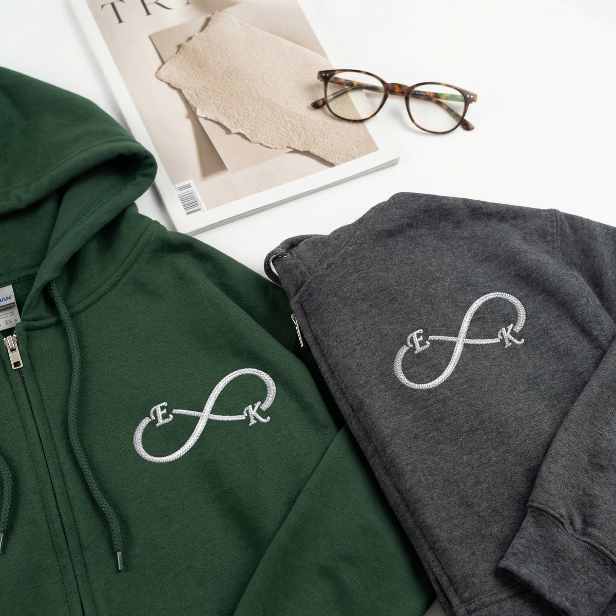Sweats à capuche brodés personnalisés assortis pour couples