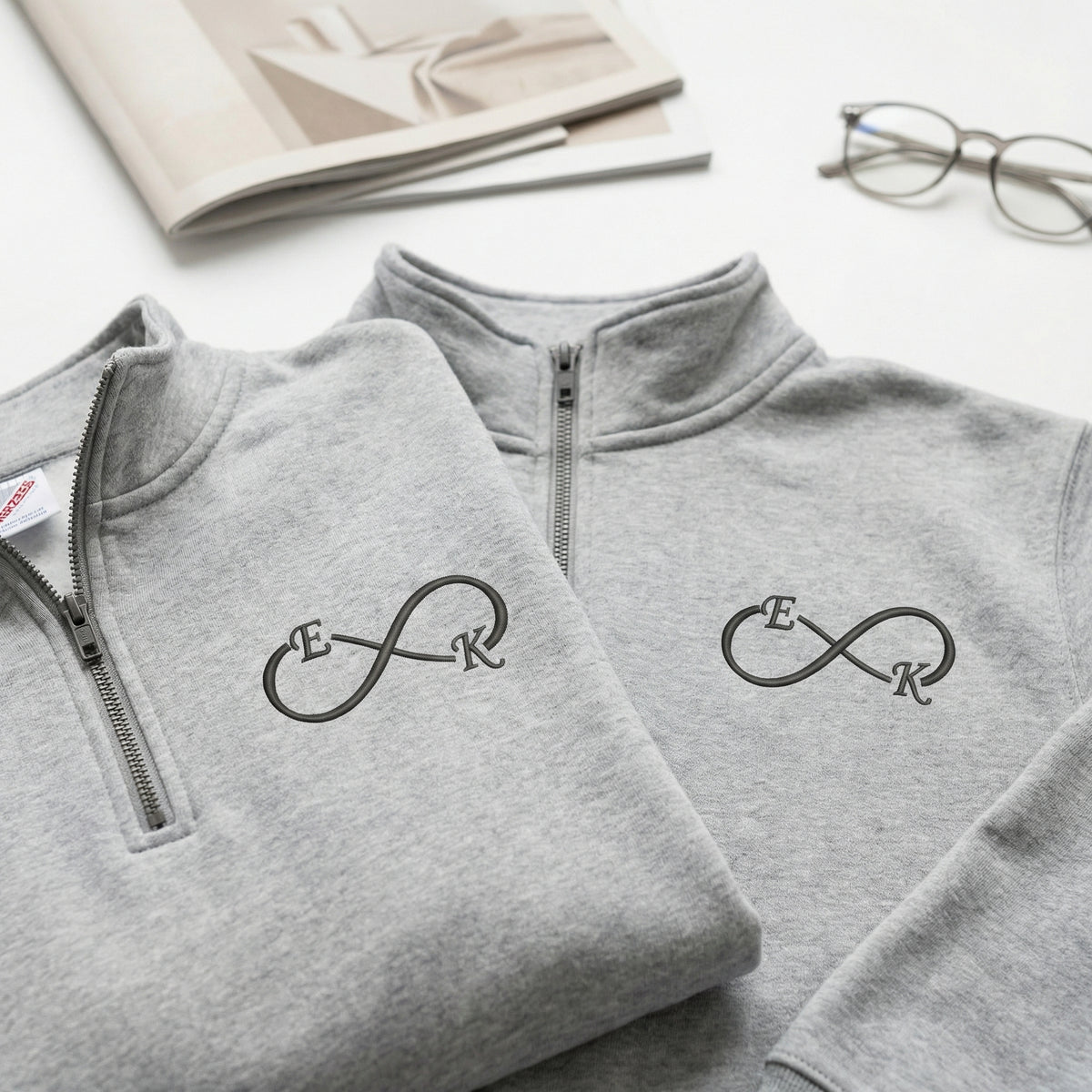 Sweats à capuche brodés personnalisés assortis pour couples