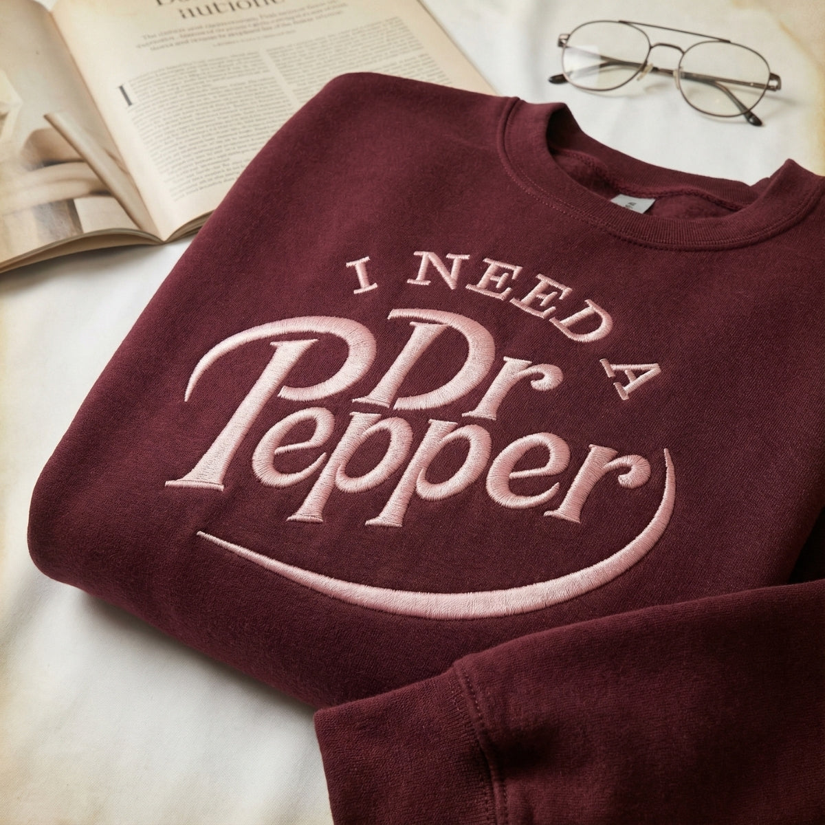 Custom Embroidered I Need A Dr. Pepper Hoodie - Caffeine Lover Sweatshirt