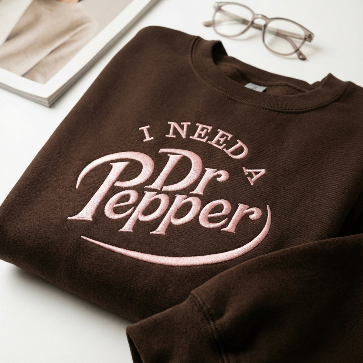 Custom Embroidered I Need A Dr. Pepper Hoodie - Caffeine Lover Sweatshirt