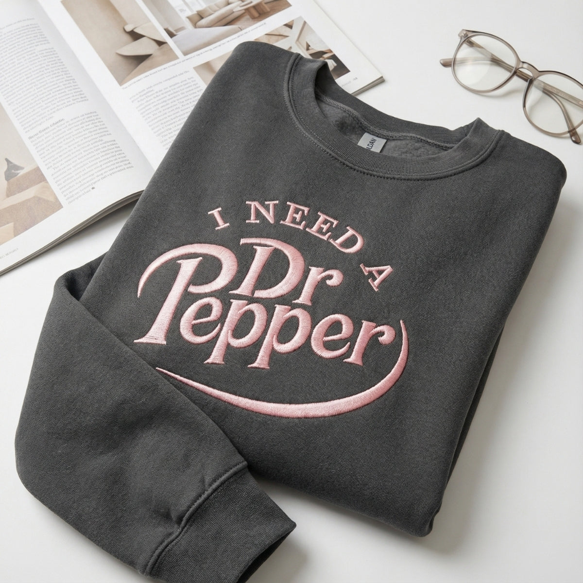 Custom Embroidered I Need A Dr. Pepper Hoodie - Caffeine Lover Sweatshirt