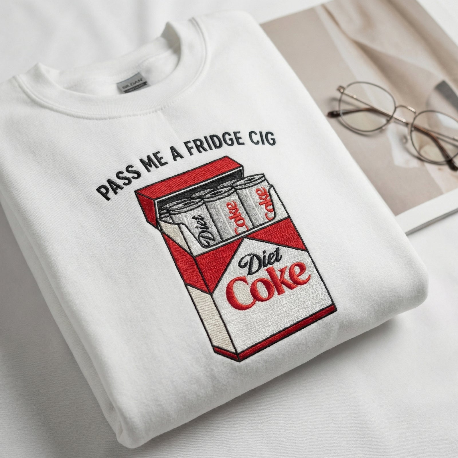 Custom Embroidered Just a Fridge Cigg Diet Coke Hoodie - Coke Lover Sweatshirt