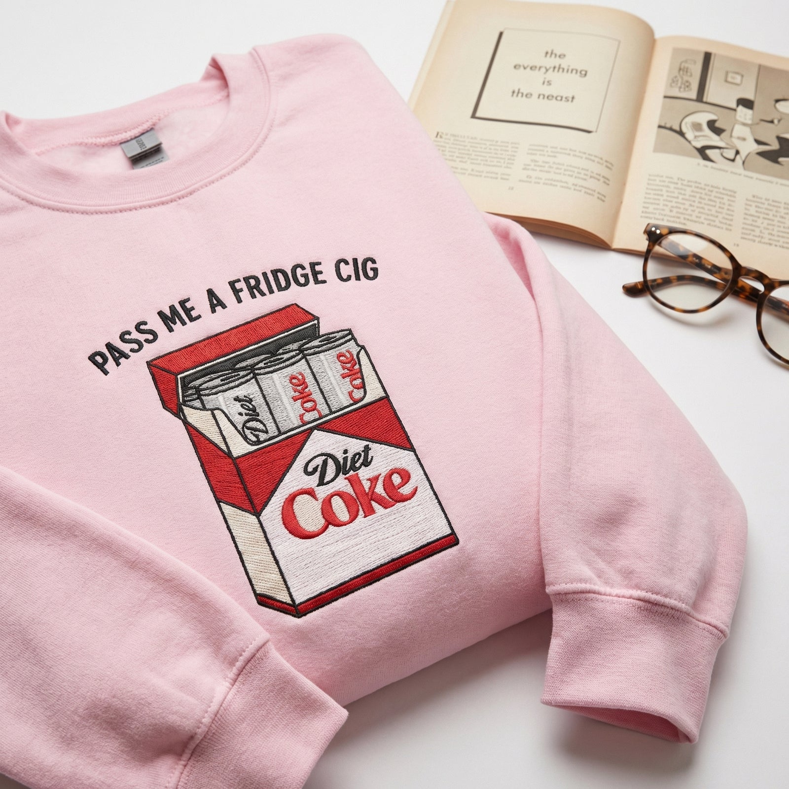 Custom Embroidered Just a Fridge Cigg Diet Coke Hoodie - Coke Lover Sweatshirt