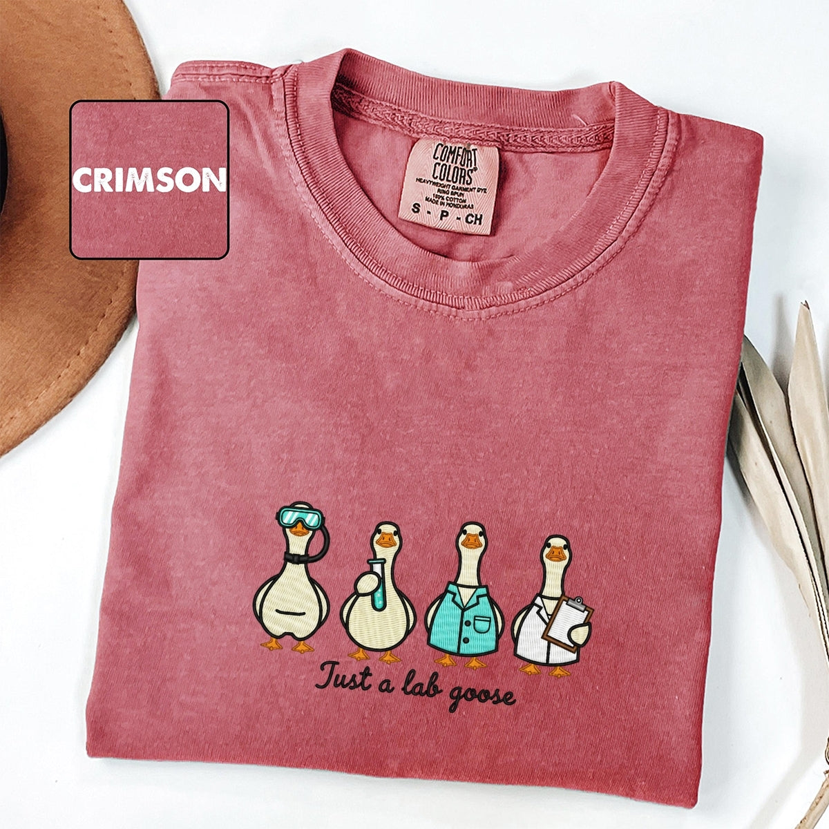 Custom Embroidered Just a Lab Tech Goose T-Shirt | Funny Laboratory Tee – Cute Gift for Lab Technicians