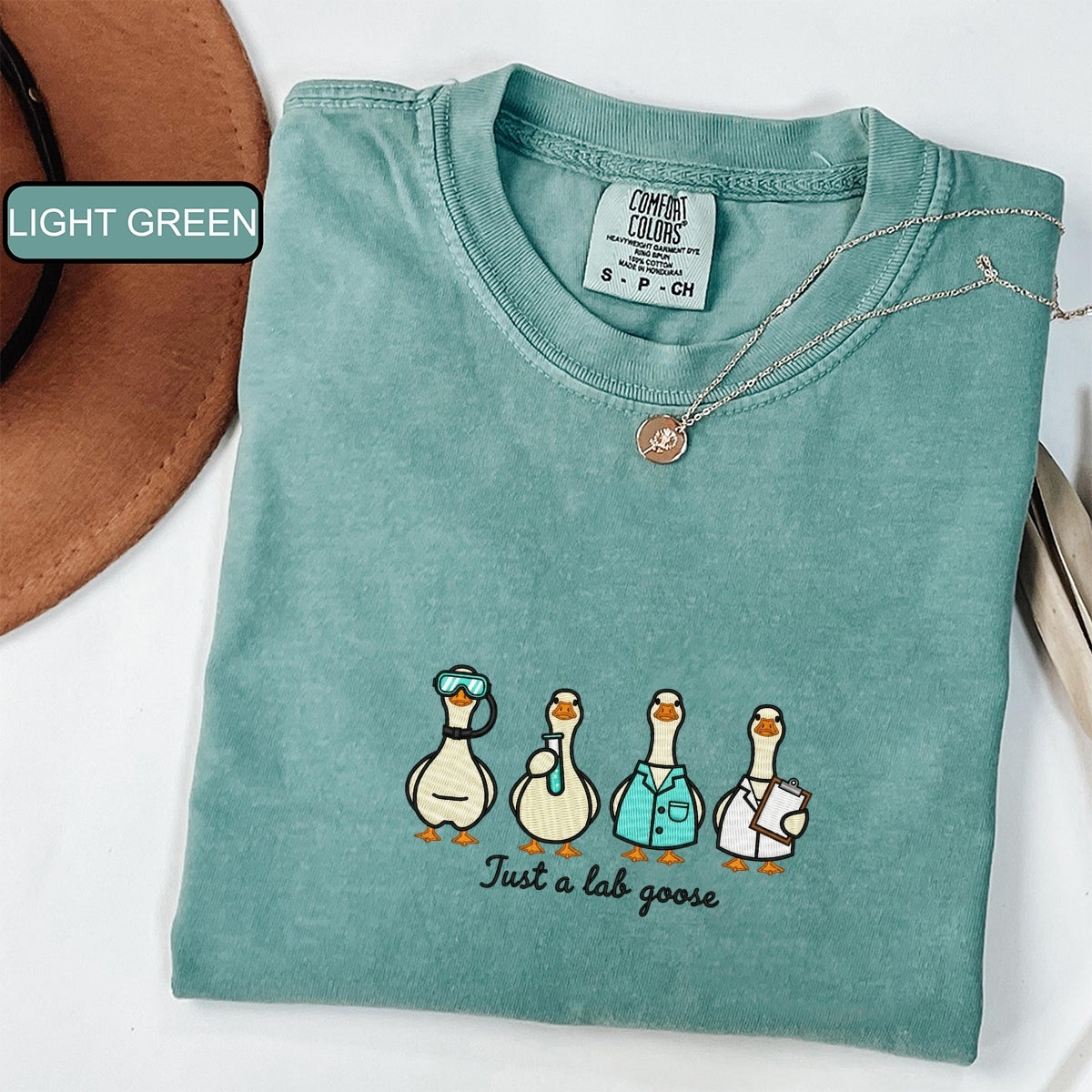 Custom Embroidered Just a Lab Tech Goose T-Shirt | Funny Laboratory Tee – Cute Gift for Lab Technicians
