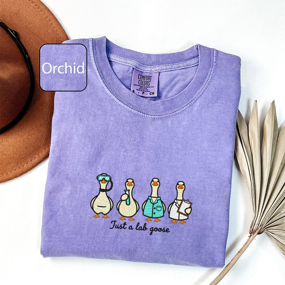 Custom Embroidered Just a Lab Tech Goose T-Shirt | Funny Laboratory Tee – Cute Gift for Lab Technicians